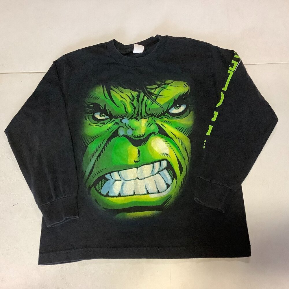 Vintage Incredible Hulk Face Long Sleeve Shirt Marvel Mad Engine Youth Medium